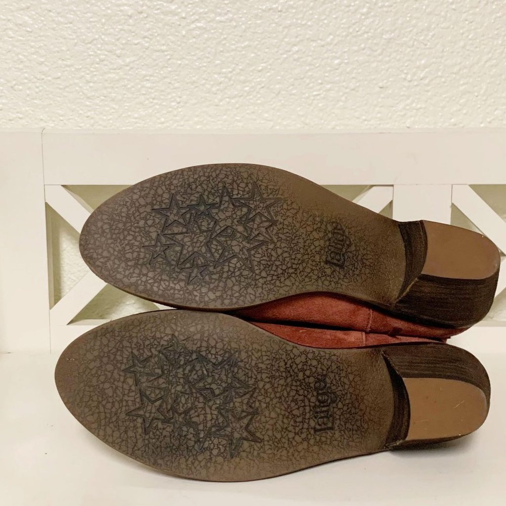Anthropologie Latigo Dosha Suede Booties in Rust Size 7.5 - Picture 9 of 10